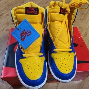 Nike Womens Air Jordan 1 Retro Hi OG 'Vars Royal Blue/Yellow' W 6.5 (New in box)